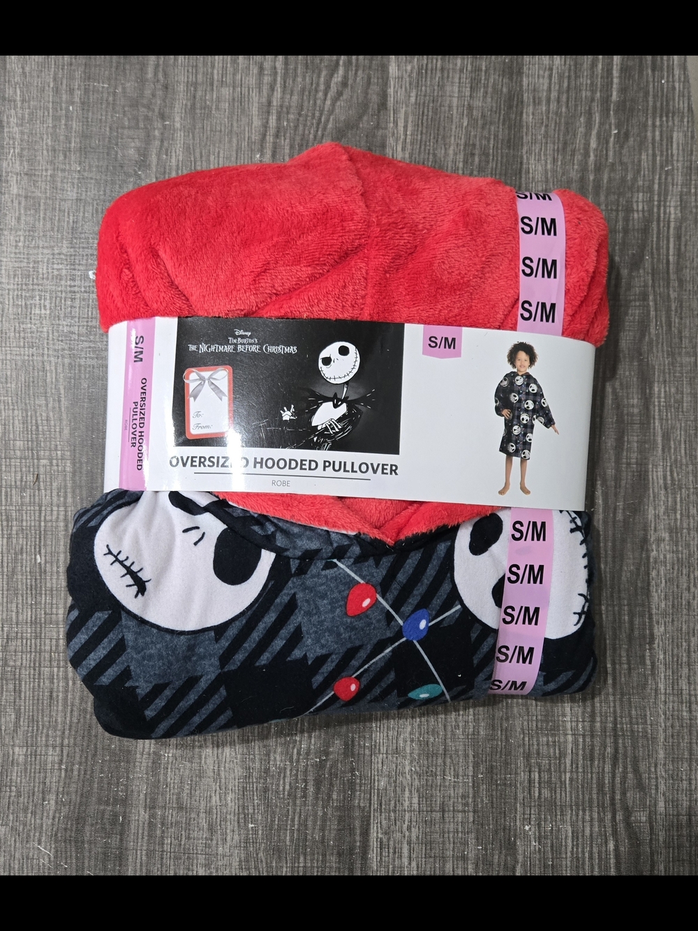 Disney Red and Black Nightmare Before Christmas Kids Hooded Pullover S/M